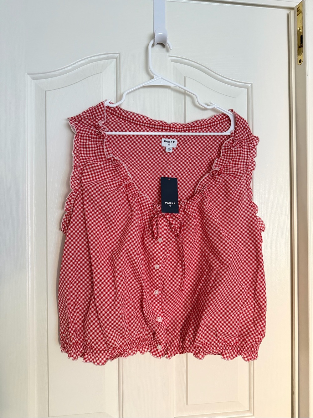 NWT PARKE x Target Women’s Shell Tank Top Red Gingham Check XL